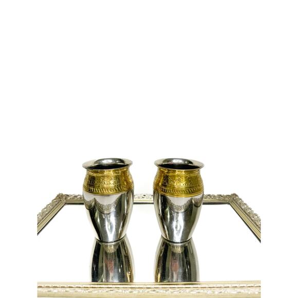 Stunning Rare Antique Silver and Brass Vases with Floral Design - Picture 1 of 10